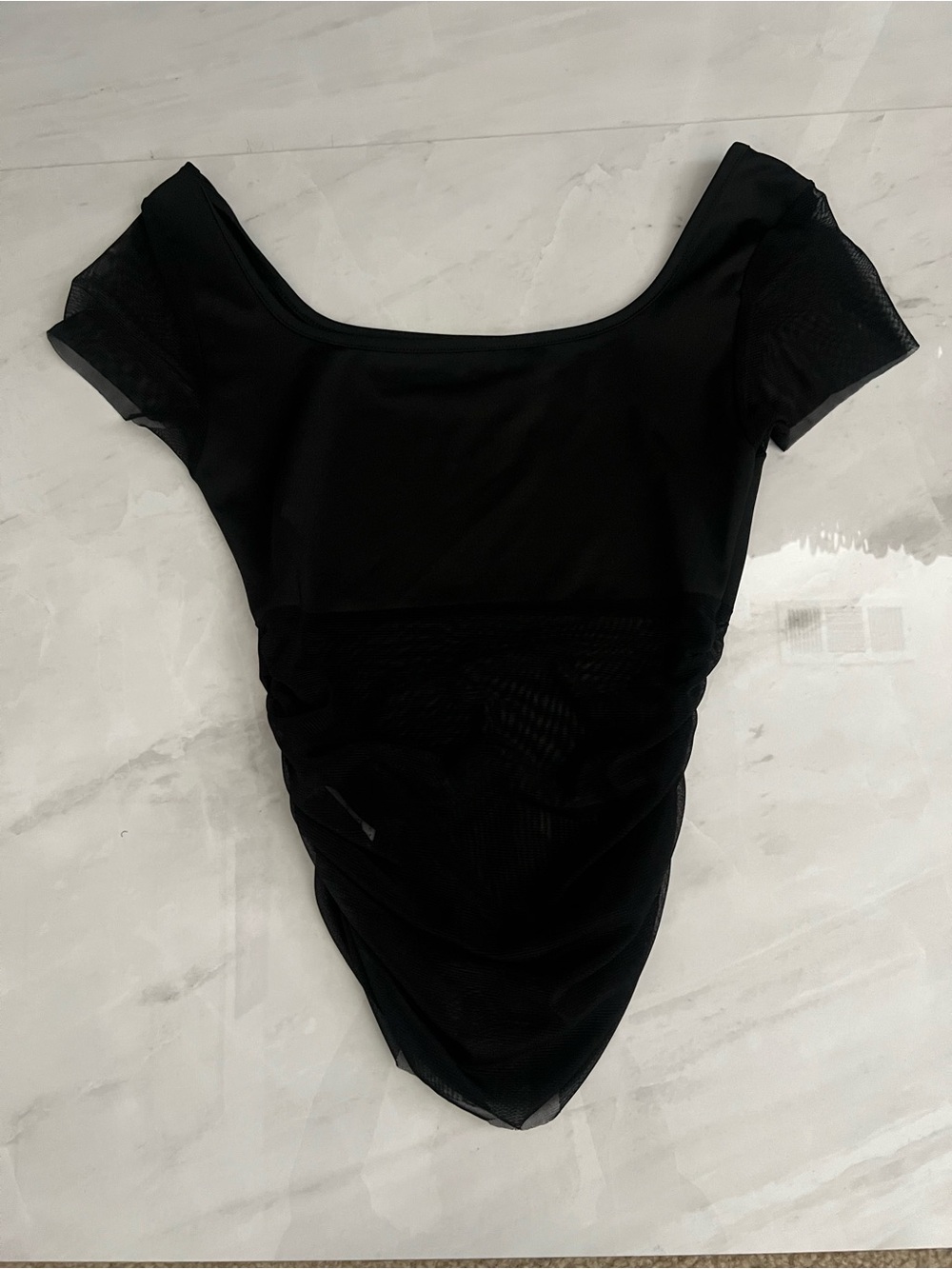 Shein black top with sheer sleeves and stomach